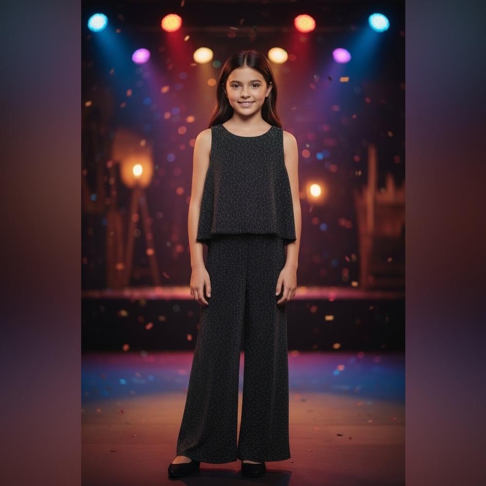 Zara Girls Glittery Black Speckle Romper/ Jumpsuit Size 8
